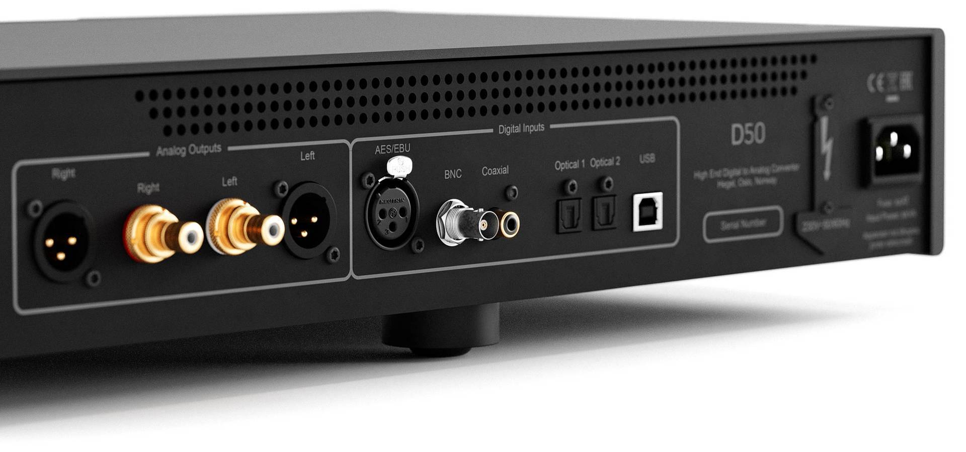 Hegel D50 digital-to-analogue converter rear panel connections