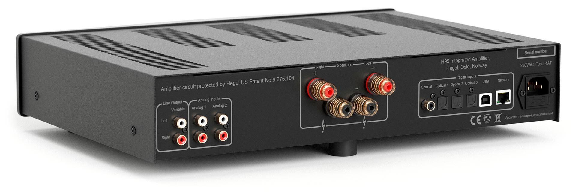 Hegel H-95 integrated amplifier rear panel connections