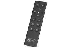 Hegel RC10 remote control, front three-quarter view