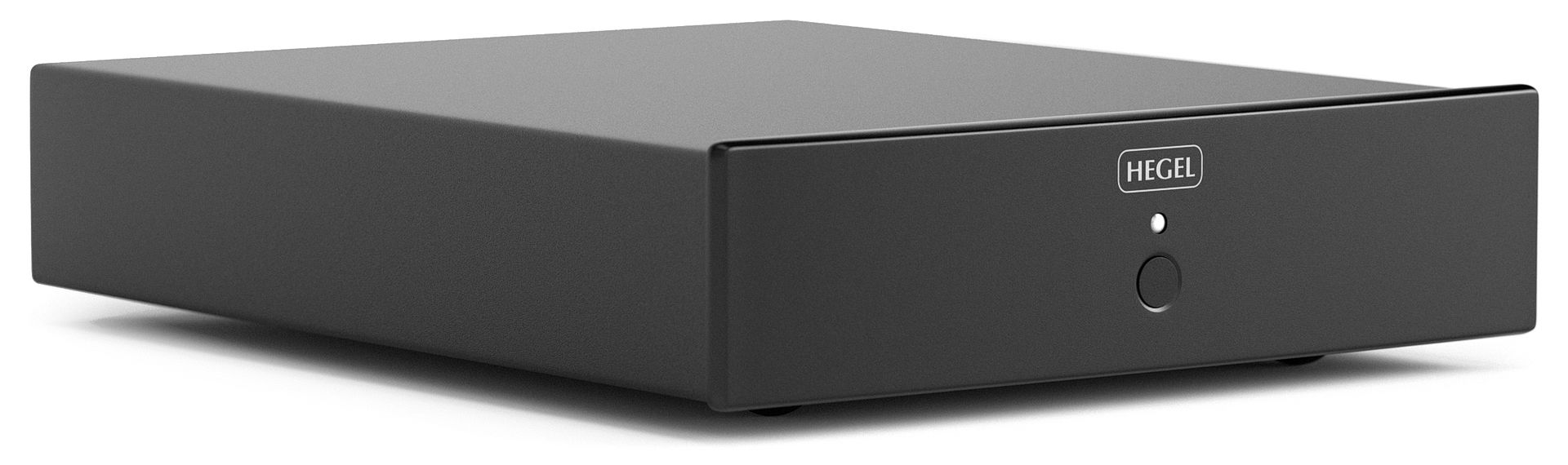Hegel V10 phono preamplifier, front three-quarter view