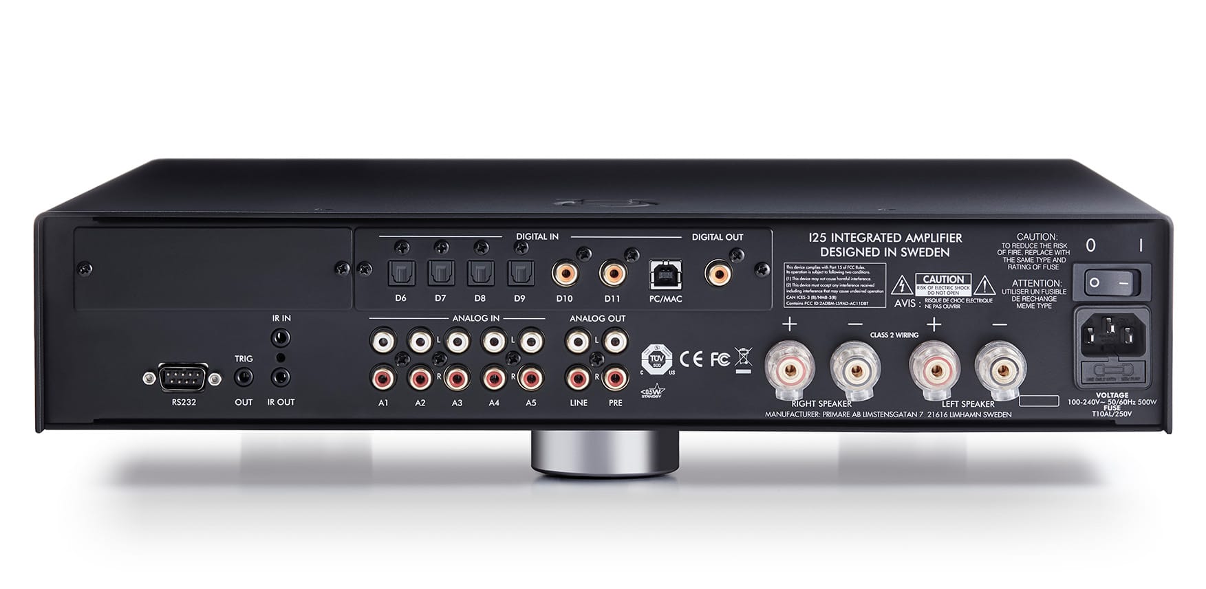 primare i25 dac modular integrated amplifier and digital to analog converter back