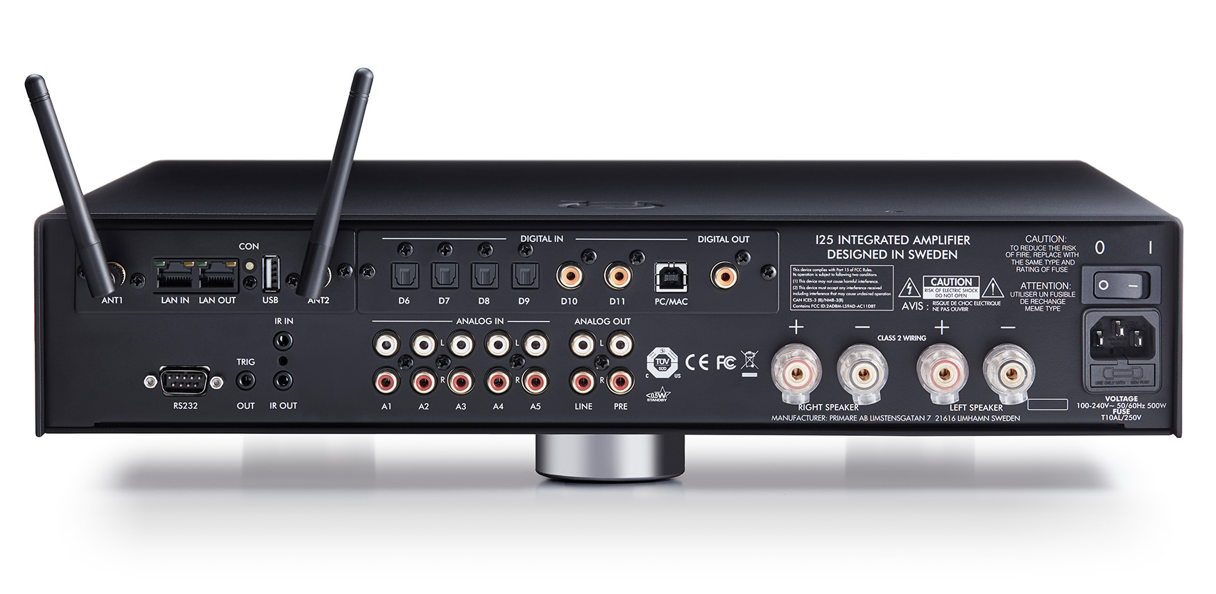 primare i25 prisma modular integrated amplifier and network player back