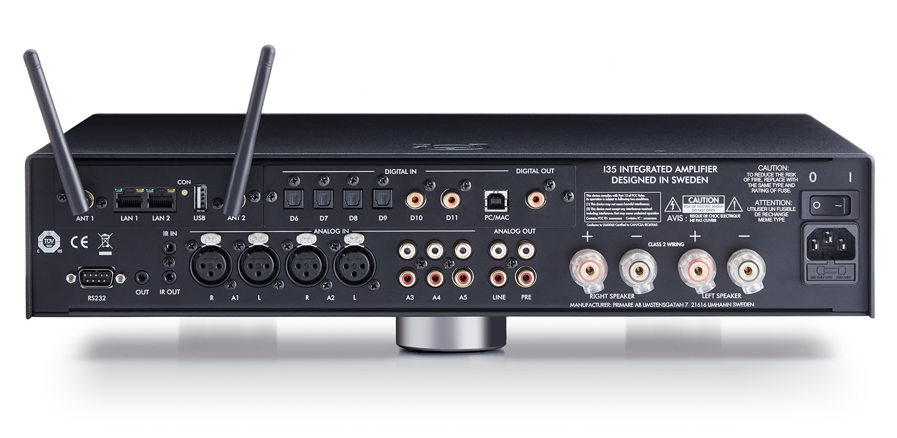 primare i35 prisma modular integrated amplifier and network player back
